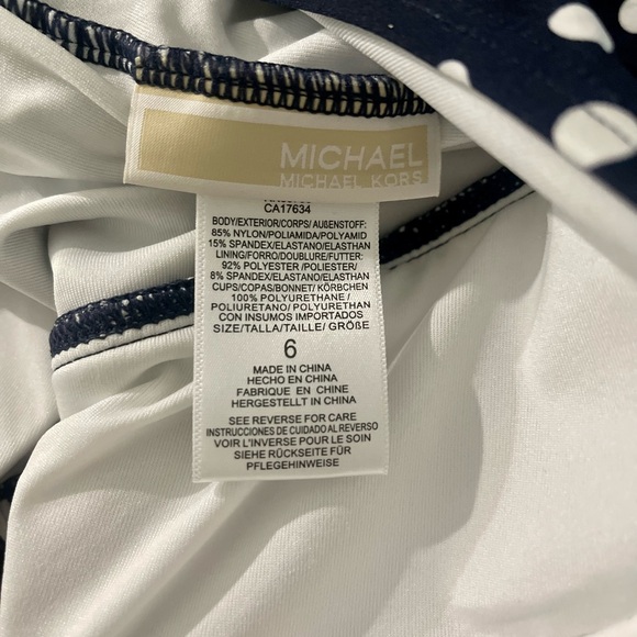NEW Michael Kors KORS Navy White Polka Dot Onepiece Swimsuit Bathingsuit Sz 6 - Picture 7 of 8